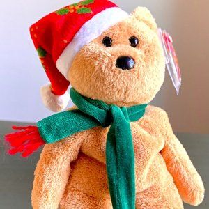 2003 Holiday Teddy 40028 Retired Christmas Ty Beanie Baby Plush Bear MWMT